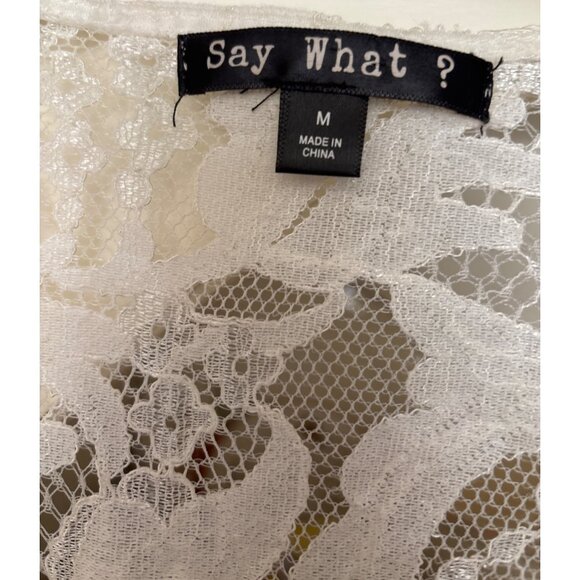 Say What? Lace Jacket Topper Cardigan Long Sleeve  White Medium Fairycore Coquet - Picture 8 of 10